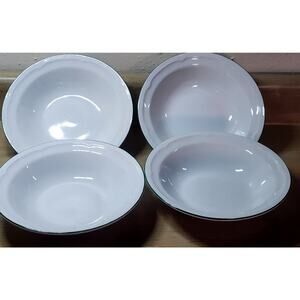 4 Vitromaster Christmas Tree Soup / Cereal Bowls White / Green Trim PLEASE READ